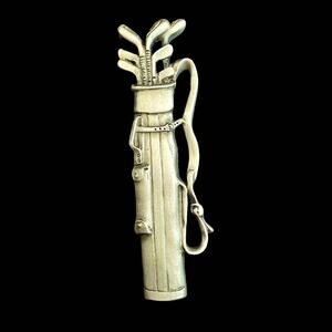 Vintage FORT Silver Pewter Tone Golf Clubs & Bag Brooch Sport